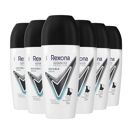 Rexona Women Advanced Protection Invisible Aqua Anti-Transpirant Roller, beschermt tot 72 uur tegen zweet, geur en vlekken - 6 x 50 ml - Voordeelverpakking