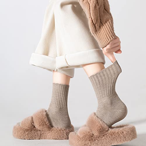 Image of PADFOM Women Thin Cashmere Socks, Soft Socks Women Above Crew Socks 5 Pairs Size 5-9