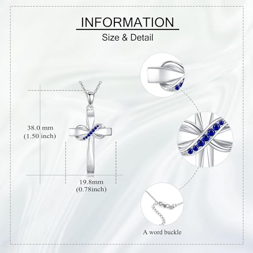 ONEFINITY Cross Necklace 925 Sterling Silver Infinity Cross Pendant Birthstone Necklace Jewelry Gifts For Women4
