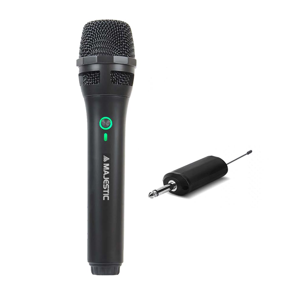 Majestic MIC 601W – Microfono Wireless UHF con ricevitore ricaricabile, nero