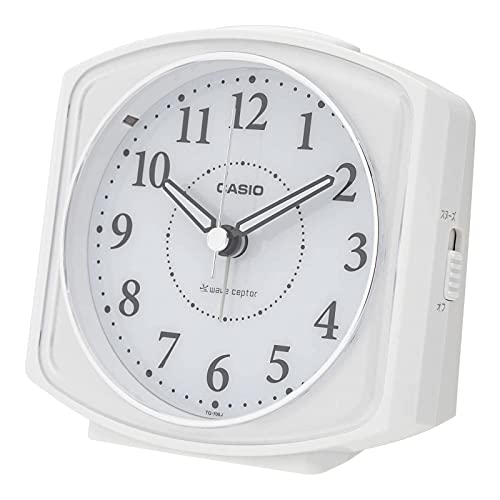 CASIO(カシオ) 目覚まし時計 電波 アナログ ライト 付き ホワイト 10.5×11.6×7.0cm TQ-700J-7JF