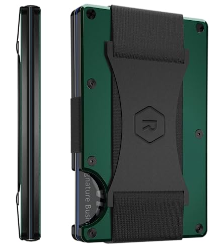 The Ridge Secure Essentials Bundle: Minimalist RFID-Blocking Slim Wallet with Cash Strap Forest Green & Compact Key Organizer Set Aluminum Black2