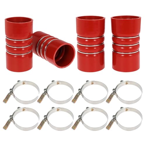 Image of Silicone Charge Air Cooler Hump Hose Boot Set 3 inch X 6 inch with T Bolt Clamp Red 4PCS