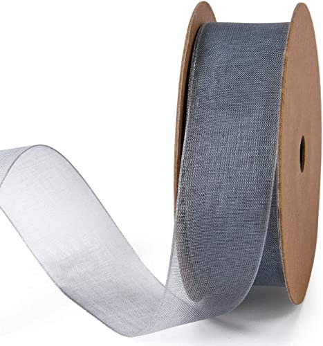 Image of UKIYO | Organza Ribbon(15+ Color Variations Inside) (L-35 Meters,W-1 Inch) | Ribbon for Gift Wrapping,Gift Bows Making, Decoration,Bags Handle (Pack of 5, Charcoal Grey)