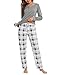 Litherday Schlafanzug Damen Lang Baumwolle Pyjama Kariert Nachtwäsche Winter Pyjama Set Zweiteiliger Rundhals Sleepwear