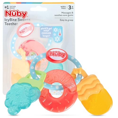 Image of Nuby IcyBite Popsicle, Donut and Ice Cream Teether Ring - 3+ Months, Neutral