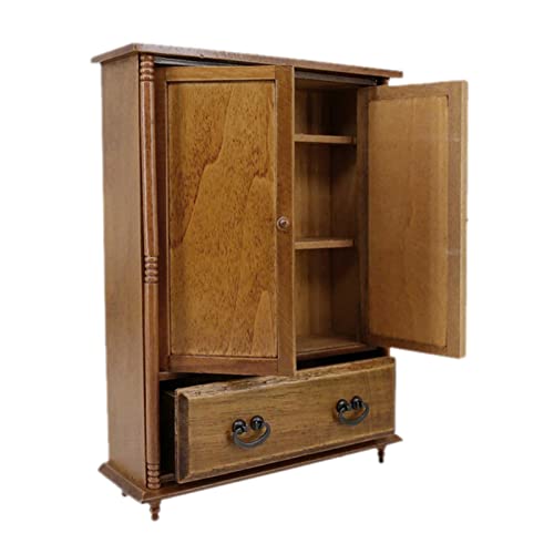 misppro Dollhouse Bedroom Furniture Wooden Wardrobe