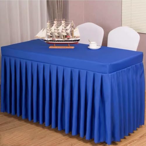 Nappe banquet bleu roi à volants de cérémonie pour anniversaire et table d'hôtel