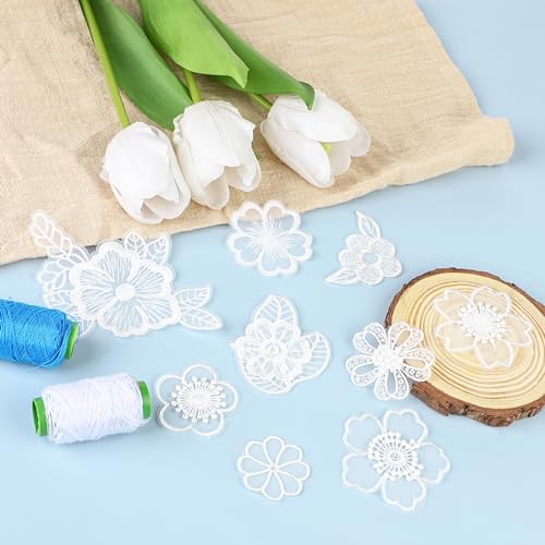 Sliverdew 585368_1_UES0T1AG Lace Embroidery Patches, 30 Pieces Flower Applique Patches Sewing Fabric Patches 3D Floral Sew On Patches For Clothes Repairing Bags Decorating Wedding Dress Diy Sewing Craft thumb #1