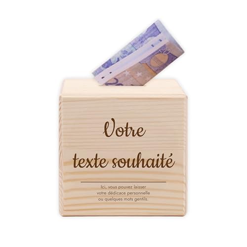 LAUBLUST Tirelire personnalisée avec Texte souhaité | Cagnotte avec Objectif – Cadeaux personnalisés pour Amis, Famille, collègues | Tirelire comme...