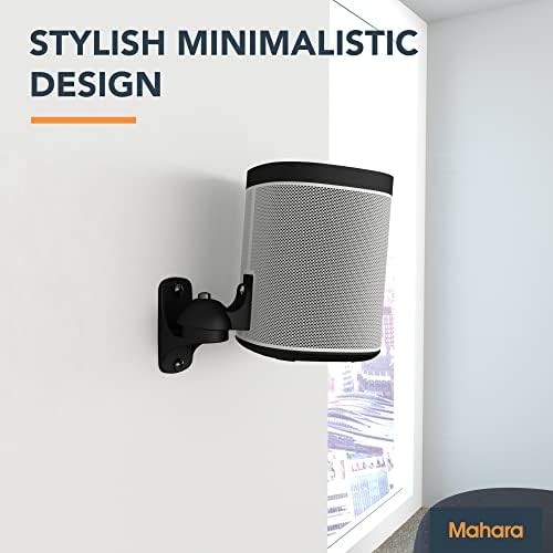 King Universal Tilt & Swivel Speaker Wall Mount Bracket, Pair, for Surround Sound Speakers, SONOS PLAY:1 compatible, Max. Speaker Weight 3.5kg for Home Cinema Sound Systems (Black)