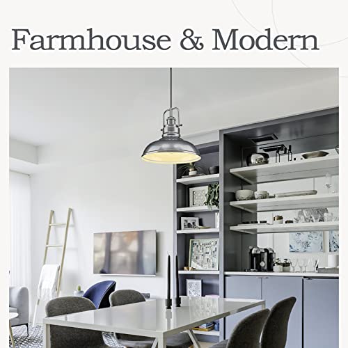 Zeyu Industrial Pendant Lights 2 Pack, Modern Dome Pendant Light For Kitchen Island Dining Room, Gray Finish, 016-1-2Pk Sg #TOP3