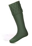 The House of Cheviot Lewis Cable Knit Ancient Green Merino Wool Kilt Hose Socks Made in Scotland