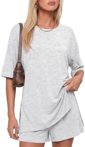 Darong Women's 2 Piece Lounge Set Short Sleeve Boxy T-shirt & Sho...