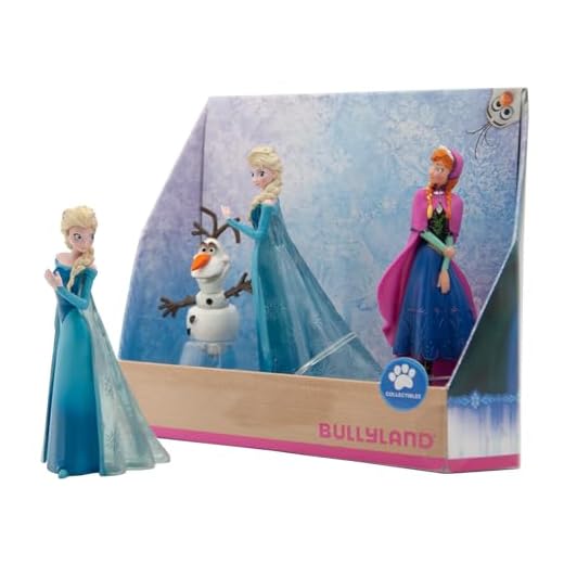 Bullyland 13446 - Juego de figuras Princesas Elsa, Anna y Olaf de Walt Disney La Reina del Hielo, fiel al detalle, ideal como figura de tarta y pequeño regalo para niños a partir de 3 años
