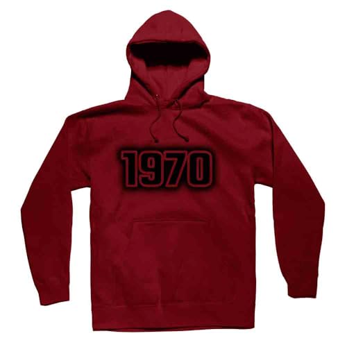 Hoodie 1970 marron sweat capuche coton unisexe bordeaux vintage