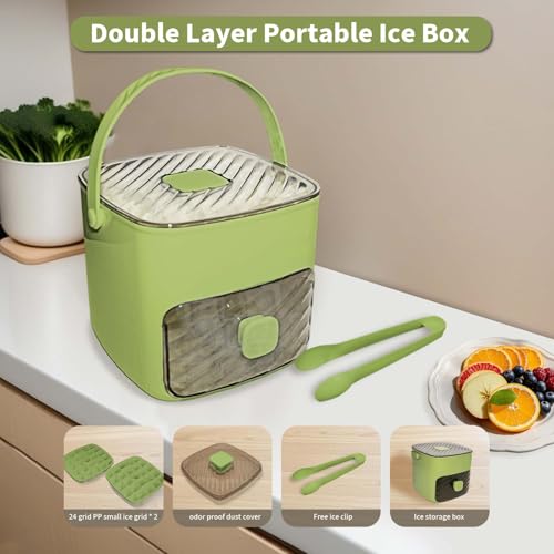 Molde para cubitos con 2 bandejas y contenedor de hielo miniatura 2