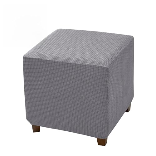 Hearda Funda Otomana Cuadrada Rectangular, Gofre Funda de Reposapiés de Sofá Extraíble, Protectora para Taburete con Parte Inferior Elástica Antideslizantes para Reposapiés (Antracita,2 Piezas)