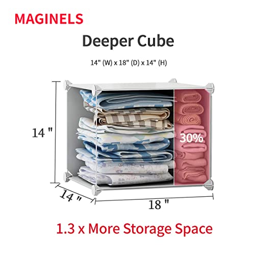 Maginels Large Cube Storage Organizer With Doors -14"X18" Depth 16 Cube Organizer Shelves Clothes Dresser Closet Organizer Storage Cabinet Shelving Bookshelf, White #TOP4
