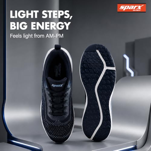 Image of SPARX Sports Running Shoes for Men - Lightweight Breathable Lace-Up Athletic Shoes with Cushioned Comfort, Shock Absorption, Durable Grip, Flexible Sole & Everyday Walking Performance