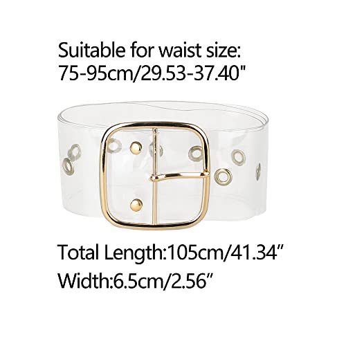 Allegra K Womens Grommet Clear Wide Waist Belts for Dresses Transparent Belts Pin Buckle3