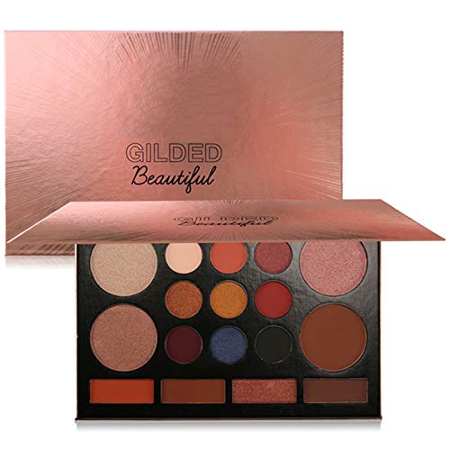 Matte Eyeshadow Palette Vodisa Pro 17 Colors Highly Pigmented Shimmer Eye Shadow Palette with Highlighting Powder Velvet Texture Blendable Long Lasting Waterproof Beauty Eye Makeup Cosmetics