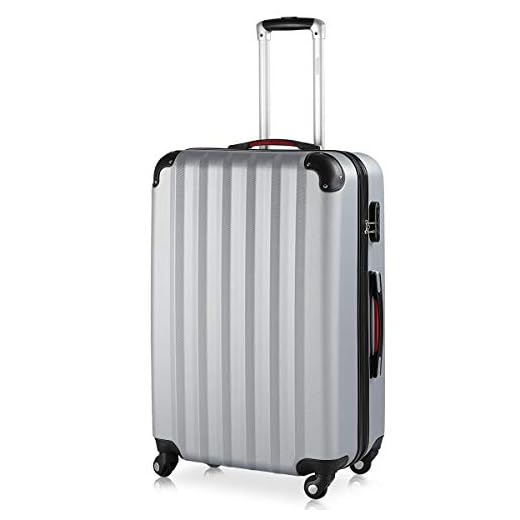 Monzana Maleta Baseline XL Plateada 90L Valija 3,5Kg Equipaje de Viaje con Ruedas 360° Mango telescópico