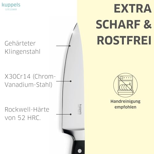 Kuppels SOLID Kochmesser 20 cm Klinge, Scharfes Küchenmesser aus Chrom Vanadium Stahl, Profi...