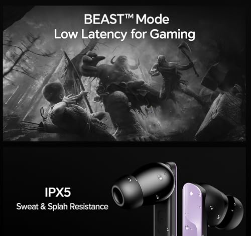 Image of Original Bluetooth Buds for Boat Nirvana X TWS Earbuds Delivering Gaming-Focused Audio, Fast Charge & Durable Design - Purple