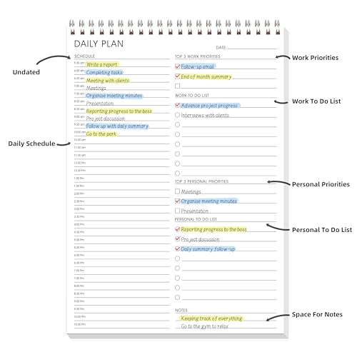 To Do List Notepad Half-Hour Hourly Schedules - Daily Planner Pad Undated 52 Sheets Tear Off, 6.5\" x 9.8\" Planning Pad Checklist Productivity Note Pad for Work and Personal Organized - Thumbnail 2