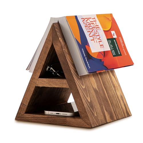 Besuerte Triangle Book Page Holder, Wooden Rest Stand, Assembly-Free Gifts for Lovers, Reading Valet, Bookstand for Bedroom, Living Room, Nook, Light Brown