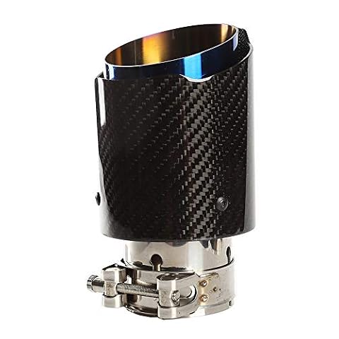 Końcówki wydechowe Tłumik ze stali nierdzewnej i włókna węglowego błyszczące rury wydechowej samochodu, wejście 54 mm (2,1 ") wyjście 89 mm (3,5")