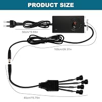 PWM Lüftersteuerung 4 Pin, PWM Regler 12V Lüfter 4Pin mit 1 auf 4 Splitterkabel und Netzteil, Lüftersteuerung 12V, 3–12V 2A 24W Fan Controller für PC Lüfter Kühlung – Ansicht 2