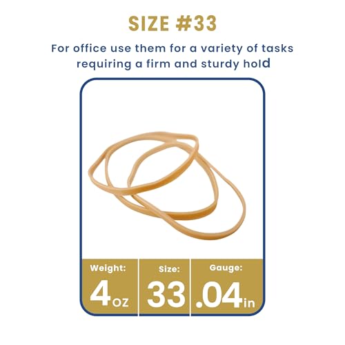 Upgrade Office Supply UPG22733 Rubber Bands, Size #33 (3-1/2” x 1/8”), 150 Bands, 1/4 lb, USA