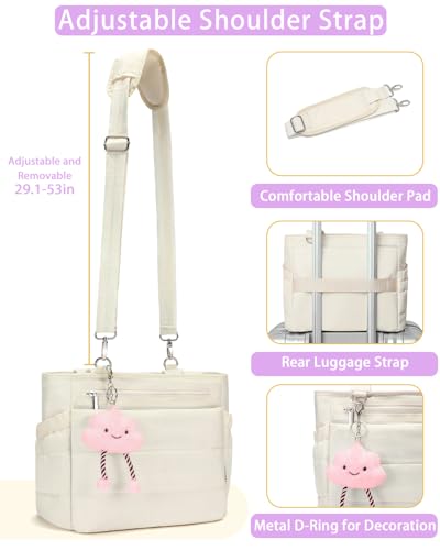 Lunch Box Tote Bag - Versatile Soft Insulated Lunchbox for Women - Lightweight Stylish Simple Lunch Pail Reusable Large Cooler Bag for Adults Work Office Camping Picnic Travel Outdoor Trips White 10L — view 3