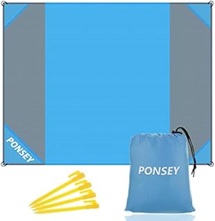 Ponsey Koc piknikowy, 200 x 200 cm, mata plażowa, wodoodporny ręcznik plażowy, odporny na piasek, przenośny, niebieski 200 x 200 cm