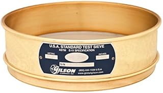 Gilson 8-Inch (203mm) ASTM E11 Test Sieve, Brass Frame/Stainless Steel Cloth, No. 10 (2.0mm) Opening Size, Full Height (V8CF #10)
