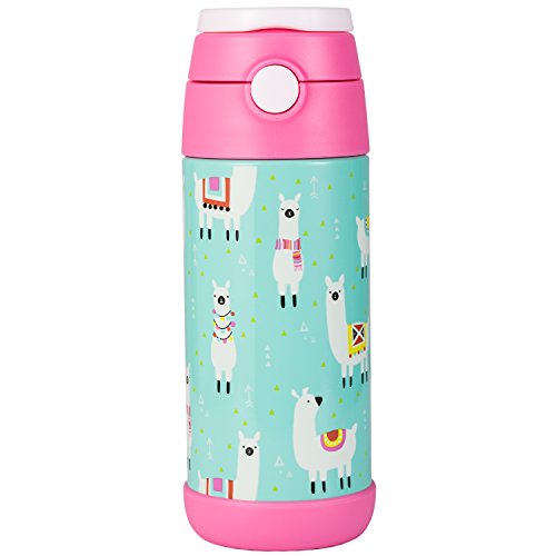 Snug Flask for Kids - Vacuum Insulated Water Bottle with Straw (Llamas)