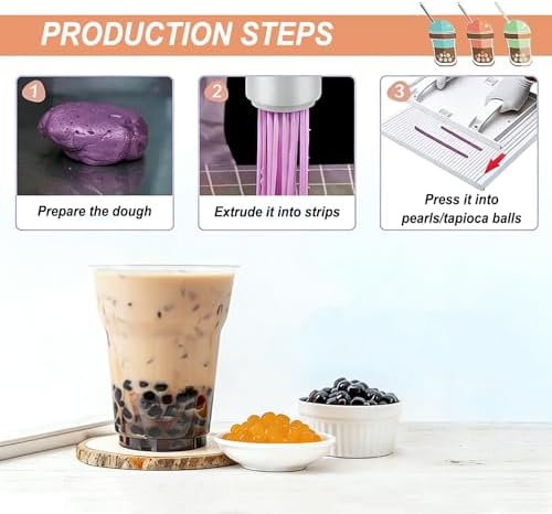 DIY Tapioca Pearl Maker Machine - 3-12mm Bubble Forming Tool with Strip Extruder & Cutter for Milk Tea Shops & Home Kitchen - Perfect for Homemade Tapioca Beads (12mm)