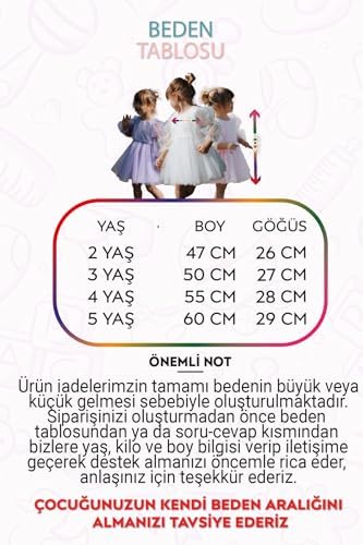 Bebek Kız Çocuk Doğum Günü Parti Düğün Elbise Tüllü Tütü Astarlı Çocuk Giyim Bebek Giyim Kız (Pembe, 5 Yaş) - Görsel 3