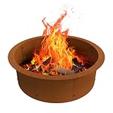 GJWCVL Fire Pit Ring Outdoor Wood Burning Fire Pit Liner 35.4 Inch Camping Fire Ring Corten Steel Firepit Ring Heavy Duty Campfire Ring Above or In-Ground for Bonfire Outdoor Backyard