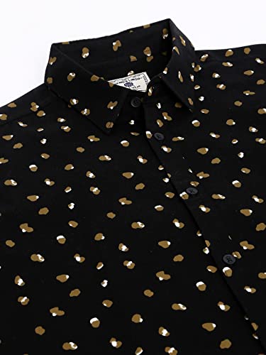 Image of Dennis Lingo Men's Polka Dot Slim Fit Cotton Casual Shirt with Spread Collar & Full Sleeves