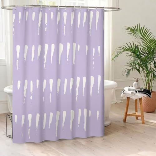 Rideau de douche pour baignoire violet et blanc lavable en machine - 3