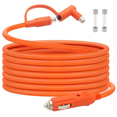 Hoeine Car Charging Cable for Jackery Power Station Explorer 3000 2000 1500 1000 500 300 240-12V/24V Cigarette Lighter Charger Cord to DC 8mm - DC7909 with DC8020 Adapter 15FT Accessories