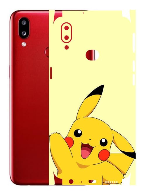 Image of AtOdds - Samsung Galaxy A10S Back Skin Sticker for Mobile - Lamination - Rear Screen Guard Protector Film Wrap (Coverage - Back+Camera+Sides) (Design - Pika)