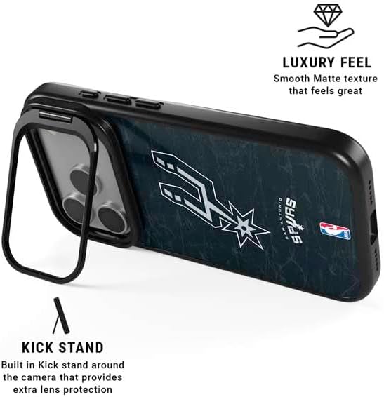 Skinit Kickstand Phone Case Compatible with iPhone 17 Pro Max - Officially Licensed NBA San Antonio Spurs Secondary Logo Design