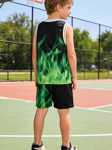 Image of 2 or 6 Piece Kids Boys Basketball Jersey Set Youth Letters Printed Lightweight Basketball Tank Top and Track Shorts