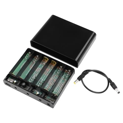Image of diymore 18650 Battery Holder with Wire 18650 Battery Holder Case 5V /9V /12V Series DIY Battery Storage Box, Black Plastic Batteries Case for 18650 Battery