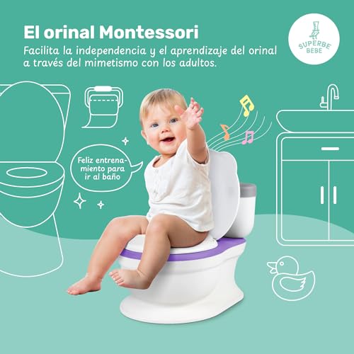 Miniatura 7 de Orinal Bebé - Orinales Infantiles Con Sonido Para Aprender A Ir Al Baño - Inodoro Para Bebés Y Niños - Antideslizante Con Sonido De Descarga Y Música - Con Recipiente Desmontable - Adaptador Wc Niños