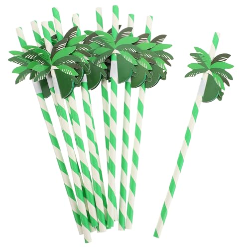 Pitillos de papel con diseño tropical hawaiiano 50 unidades